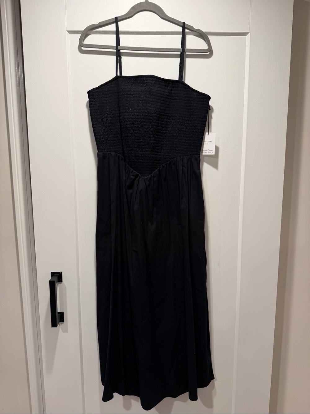 Smocked Bodice Black Maxi Dress with Spaghetti Straps